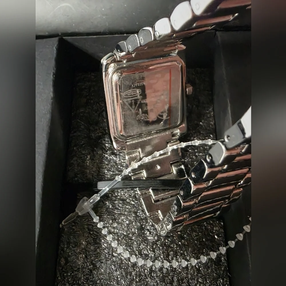 Disney Accutime Mickey Mouse Crystal Embellished Silvertone Link Bracelet Watch